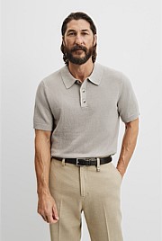 Cotton Linen Melange Knit Polo