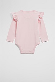 Cotton Frill Rib Long Sleeve Bodysuit