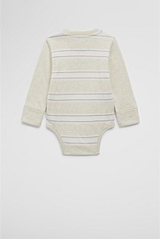 Organically Grown Cotton Spliced Logo Long Sleeve Bodysuit