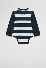 Organically Grown Cotton Spliced Logo Long Sleeve Bodysuit