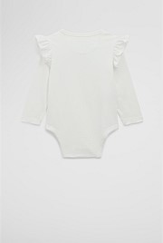 Cotton Frill Rib Long Sleeve Bodysuit