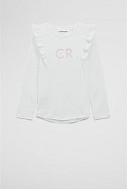 Australian Cotton Long Sleeve Logo Frill T-Shirt