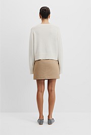 Organically Grown Cotton Blend Crop Crew Neck Knit