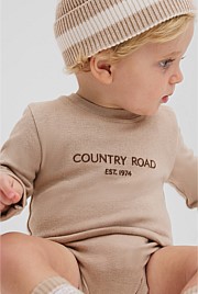 Organically Grown Cotton Contrast Logo Long Sleeve Bodysuit