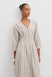Organically Grown Linen Stripe Shirt Dress