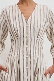 Organically Grown Linen Stripe Shirt Dress