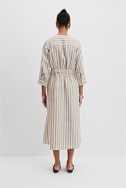Organically Grown Linen Stripe Shirt Dress