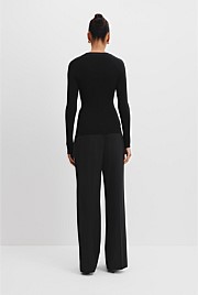 Merino Wool Silk Long Sleeve Knit