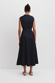 Denim Button Midi Dress