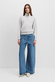 Australian Cotton Logo Neck Zip Sweat