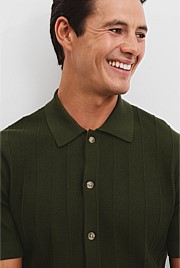 Cotton Silk Cashmere Stripe Knit Shirt