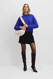 Organically Grown Cotton Blend Crop Crew Neck Knit
