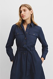 Belted Cotton Midi Dress
