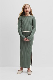 Teen Organically Grown Cotton Rib Knit Long Sleeve Top