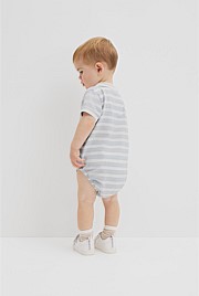 Organically Grown Cotton Stripe Polo Bodysuit