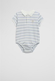 Organically Grown Cotton Stripe Polo Bodysuit