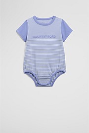 Organically Grown Cotton Stripe Logo T-Shirt Bodysuit