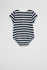 Organically Grown Cotton Stripe Polo Bodysuit