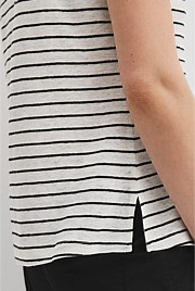 Organically Grown Linen Stripe Scoop Neck Tank