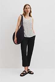 Organically Grown Linen Stripe Scoop Neck Tank