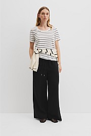 Organically Grown Linen Stripe Scoop Neck T-Shirt