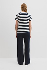 Australian Good Earth Cotton Slub Stripe Short Sleeve T-Shirt