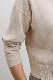 Organically Grown Cotton Linen Crew Neck Knit