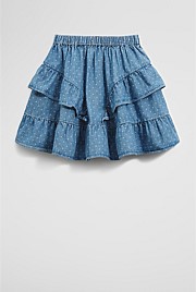 Organically Grown Cotton Frill Detail Mini Skirt