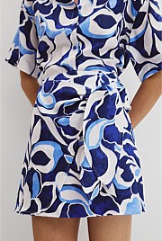 Print Mini Linen Skirt