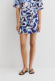 Print Mini Linen Skirt
