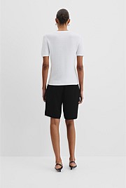 Waffle Short Sleeve Button Knit