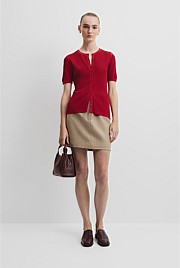 Waffle Short Sleeve Button Knit