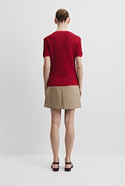 Waffle Short Sleeve Button Knit