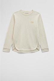 Organically Grown Cotton Long Sleeve Curved Logo T-Shirt