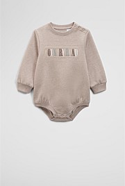 Organically Grown Cotton Logo Oversized Long Sleeve Bodysuit