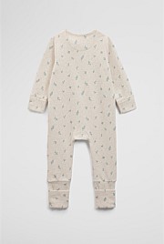 Organically Grown Cotton Blend Logo Zip Jumpsuit