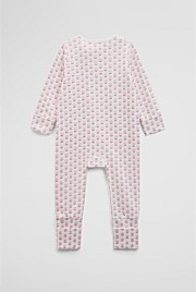 Organically Grown Cotton Blend Logo Zip Jumpsuit