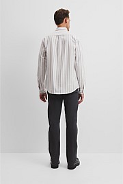 Long Sleeve Regular Fit Australian Good Earth Cotton Stripe Oxford Shirt