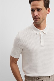 Australian Cotton Silk Blend Textured Knit Polo
