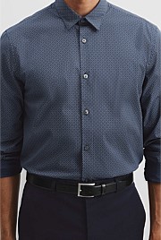 Long Sleeve Slim Fit Cotton Stretch Print Shirt