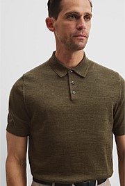 Australian Merino Short Sleeve Button Knit Polo
