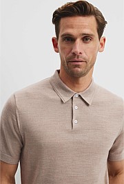 Australian Merino Short Sleeve Button Knit Polo