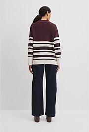 Organically Grown Cotton Linen Blend Long Sleeve Stripe Knit