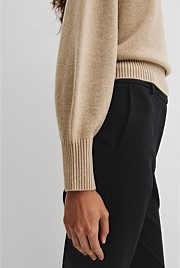 Organically Grown Cotton Blend Crop Crew Neck Knit
