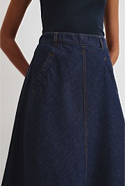 Lightweight Denim Midi Skirt