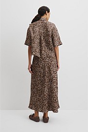Print Boxy Fit Linen Shirt