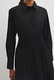 Australian Cotton Shirred Waist Shirt Dress