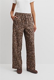 Organically Grown Linen Print Tie Detail Linen Pintuck Pant