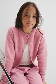 Teen Fluffy Crew Knit Cardigan