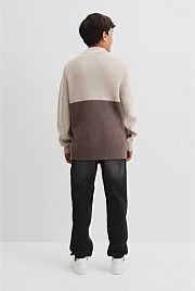 Teen Australian Cotton Spliced Half Zip Knit